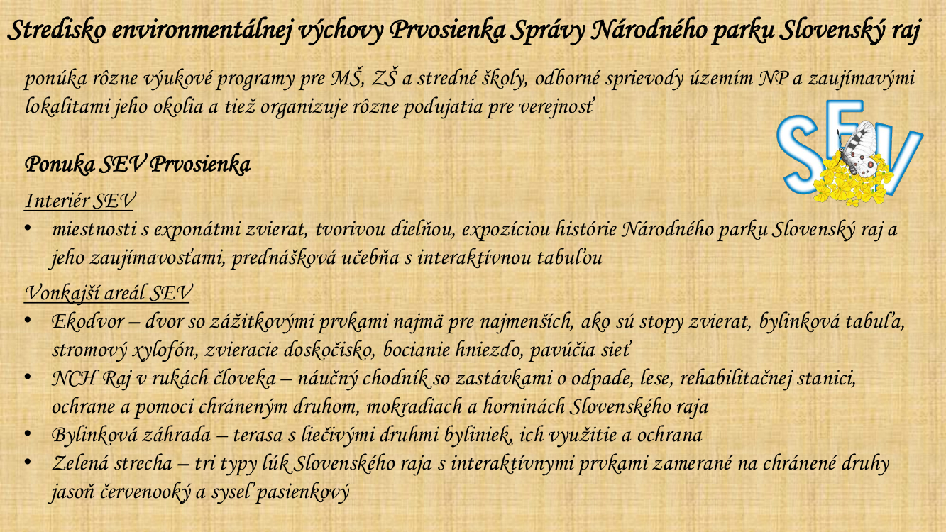 Environmentálne programy Slovenský raj